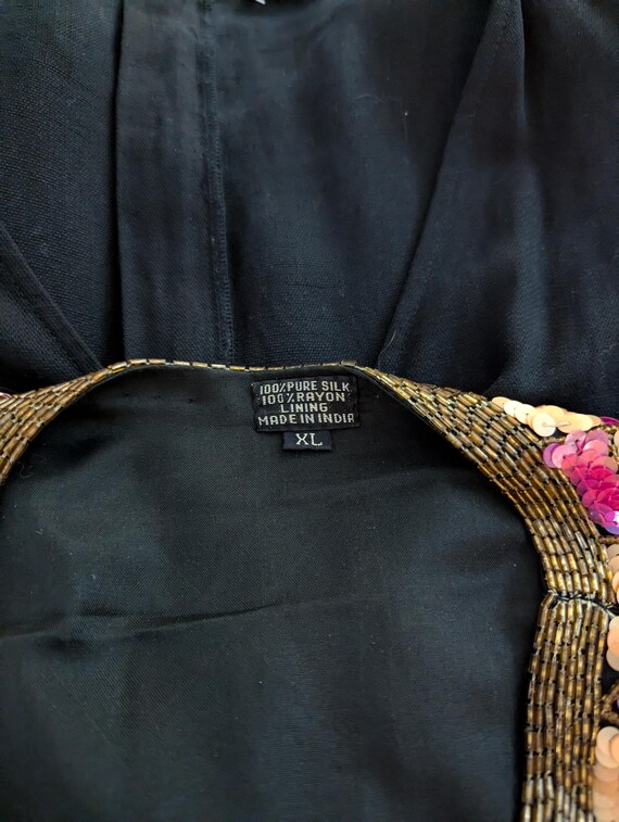 Vintage Sequin Jacket – 100% Silk Patchwork Blaze… - image 6