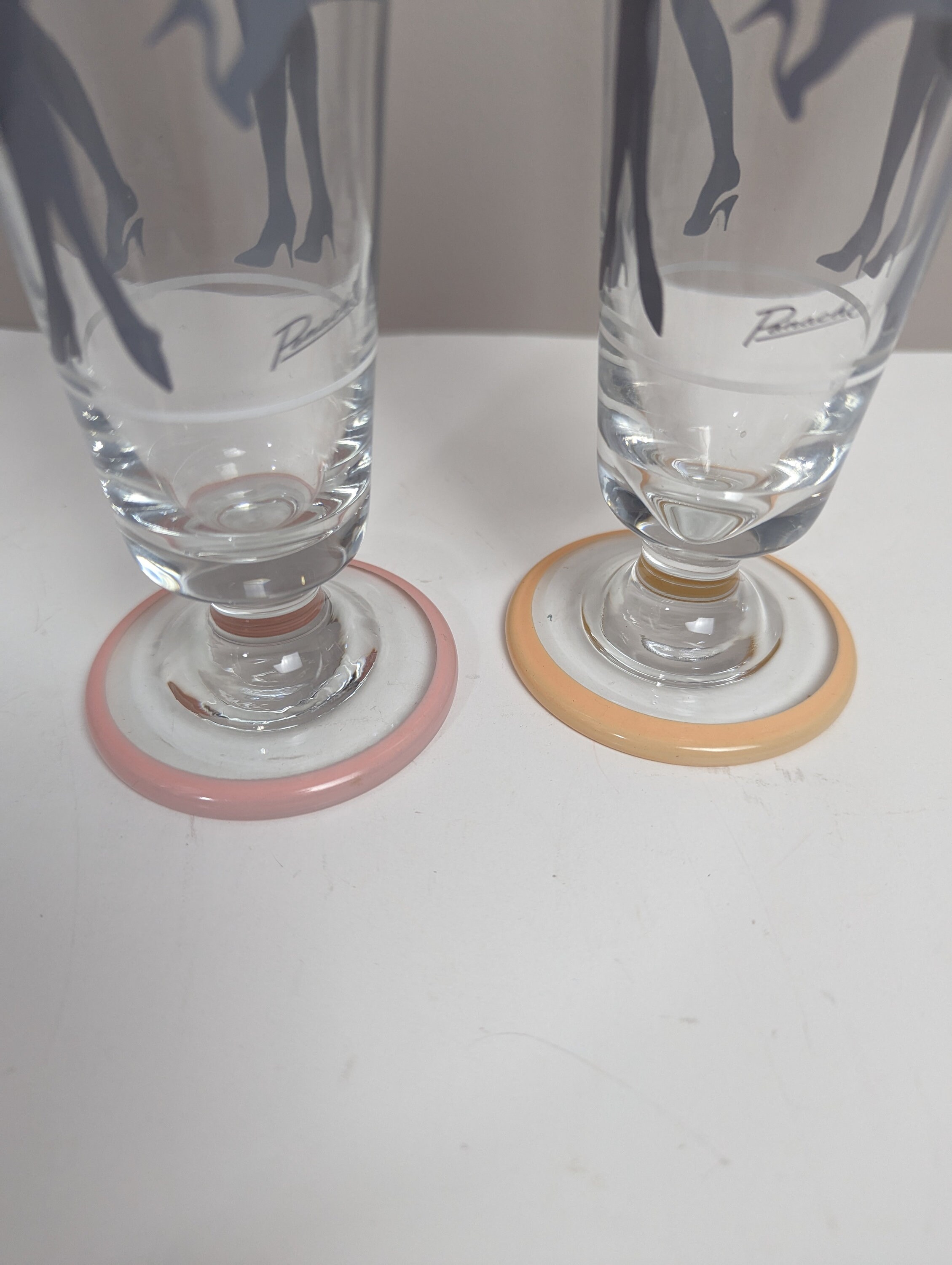 Rare Pair of Vintage Panache selling Memphis Pink Stripes Highball Glasses
