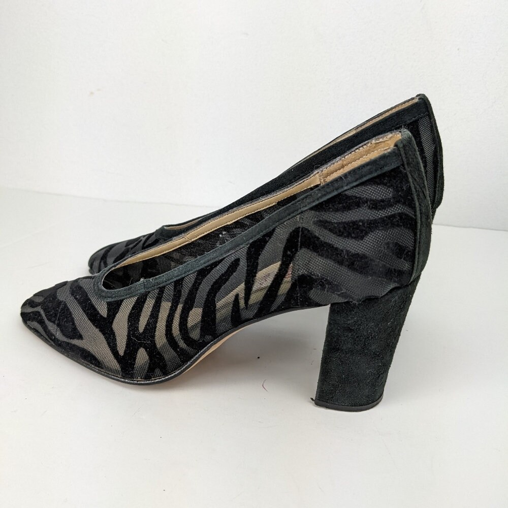 Vintage Block Heel Pumps Mesh Zebra Print Red by Ramon Tenza Etsy