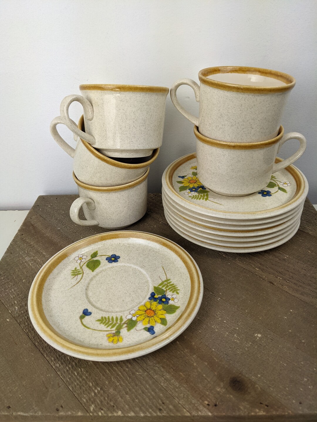 Vintage Stoneware Dinnerware Stoneware Mug and Saucer Set Etsy