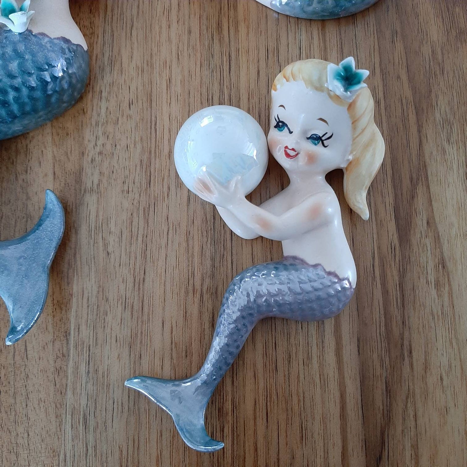 Vintage Lefton mermaids 1950's Lefton ceramic wall decor