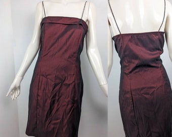 Y2K dress, two toned fabric, summer cocktail dress, red cocktail dress, rhinestone straps, vintage garage size 11/12