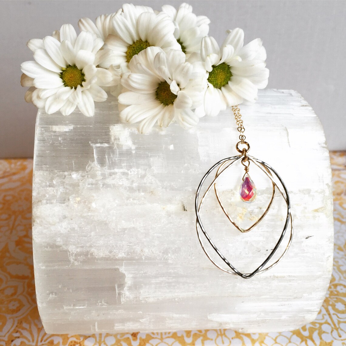 Pendant necklace multi metal necklace mixed metal necklace Etsy