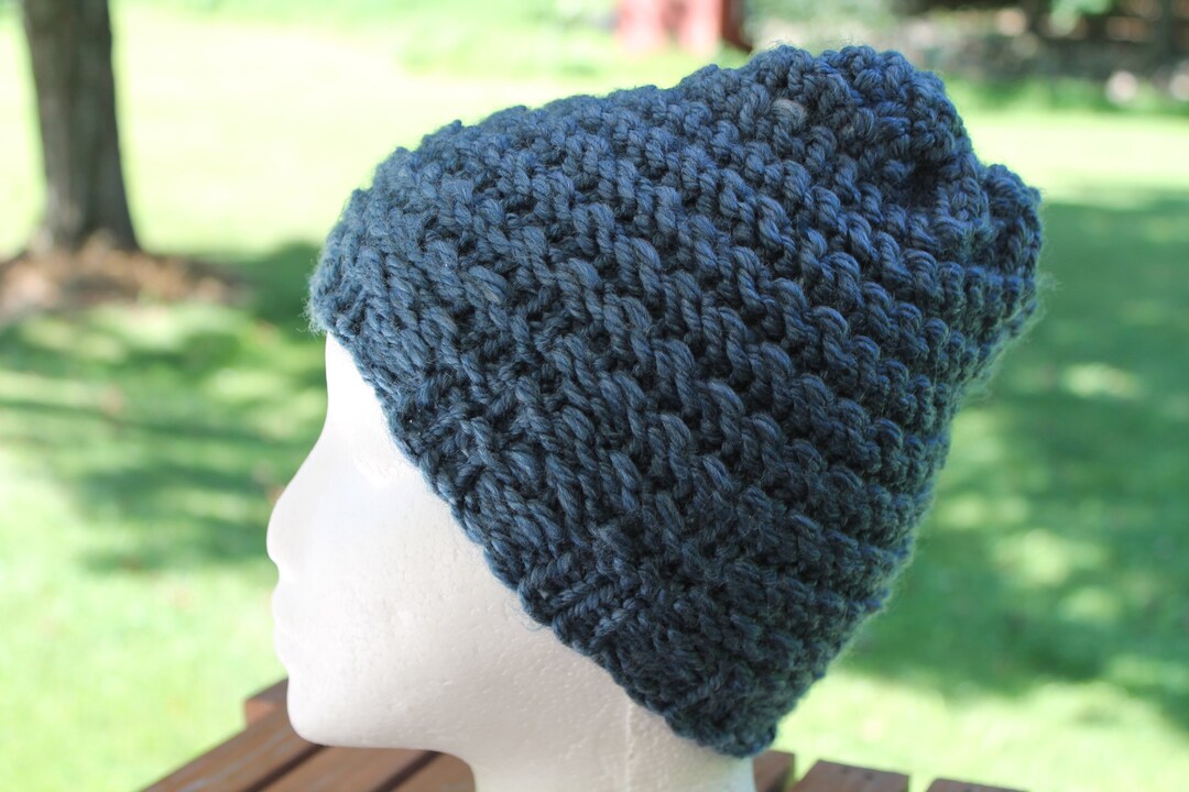Blue Childrens Loom Knit Winter Hat Etsy