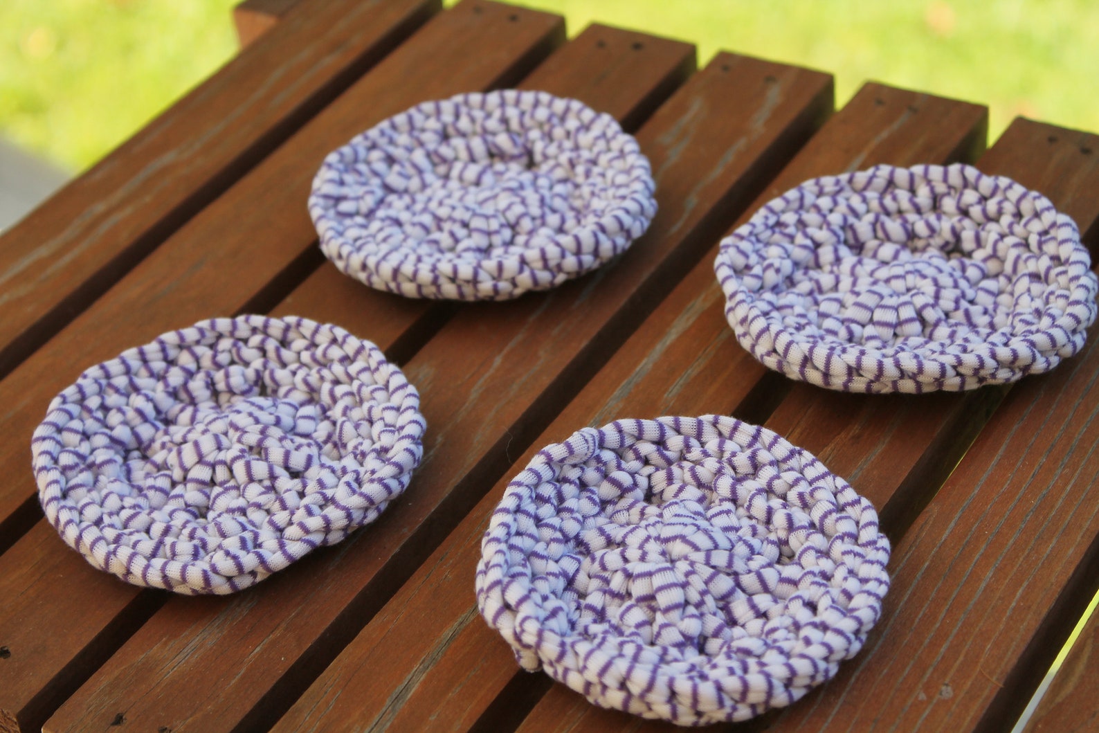 Purple Round Circular Loom Knit Coasters Coaster Set Clearance Etsy