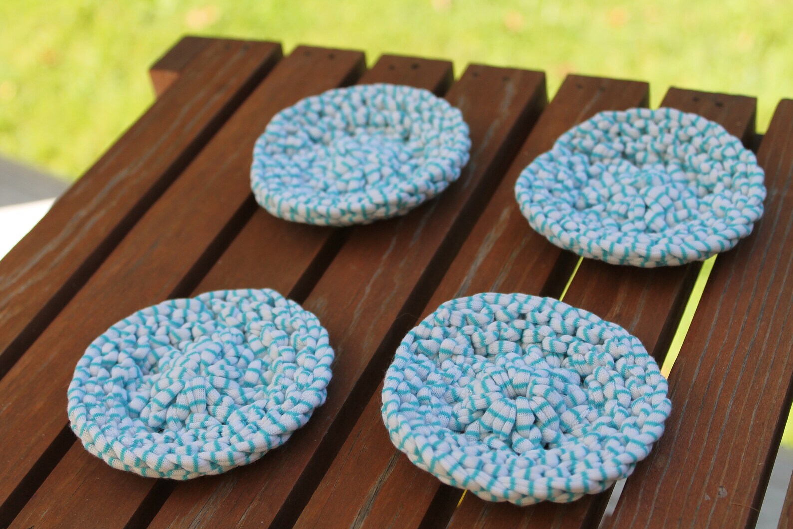 Blue Round Circular Loom Knit Coasters Coaster Set Clearance Etsy