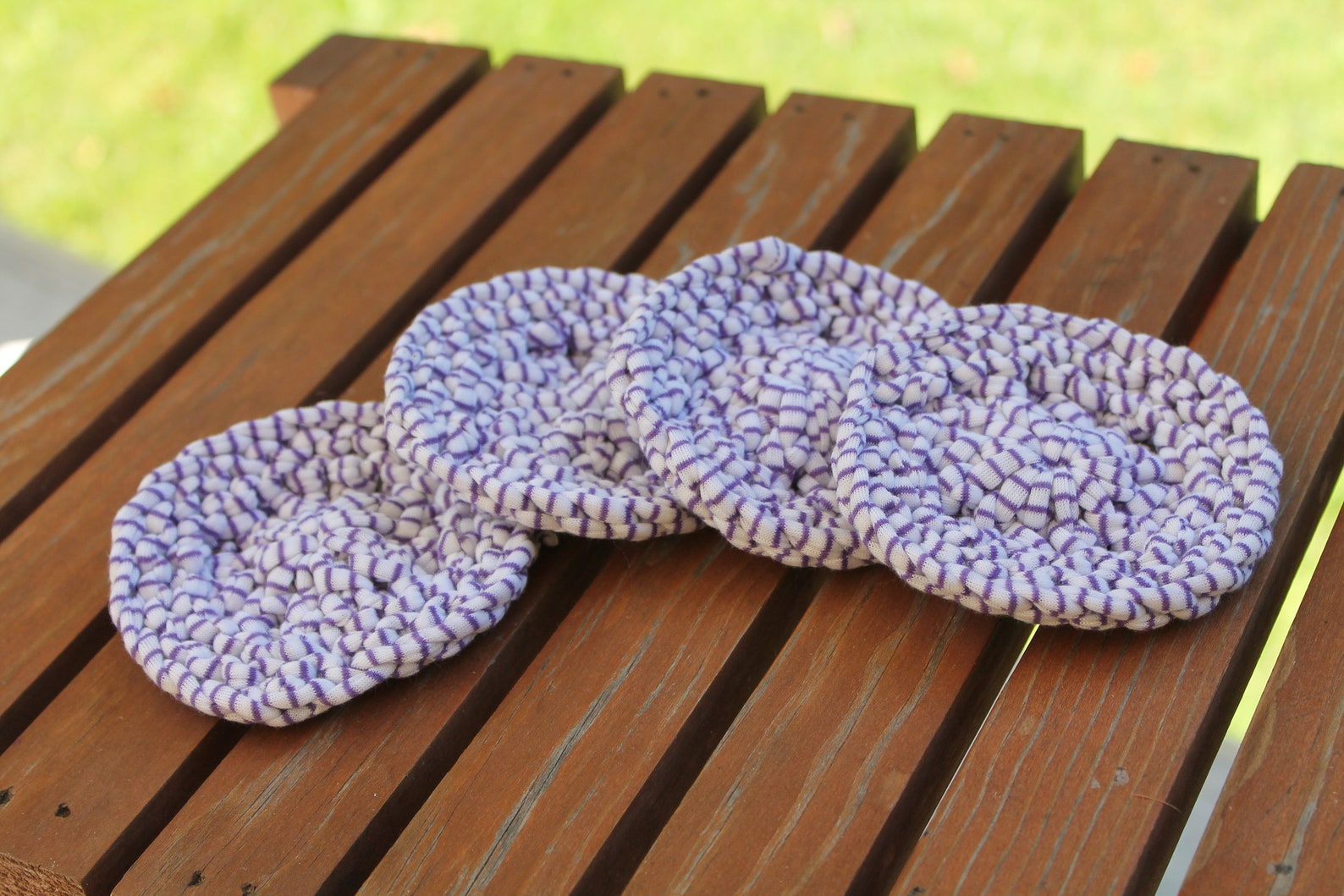 Purple Round Circular Loom Knit Coasters Coaster Set Clearance Etsy