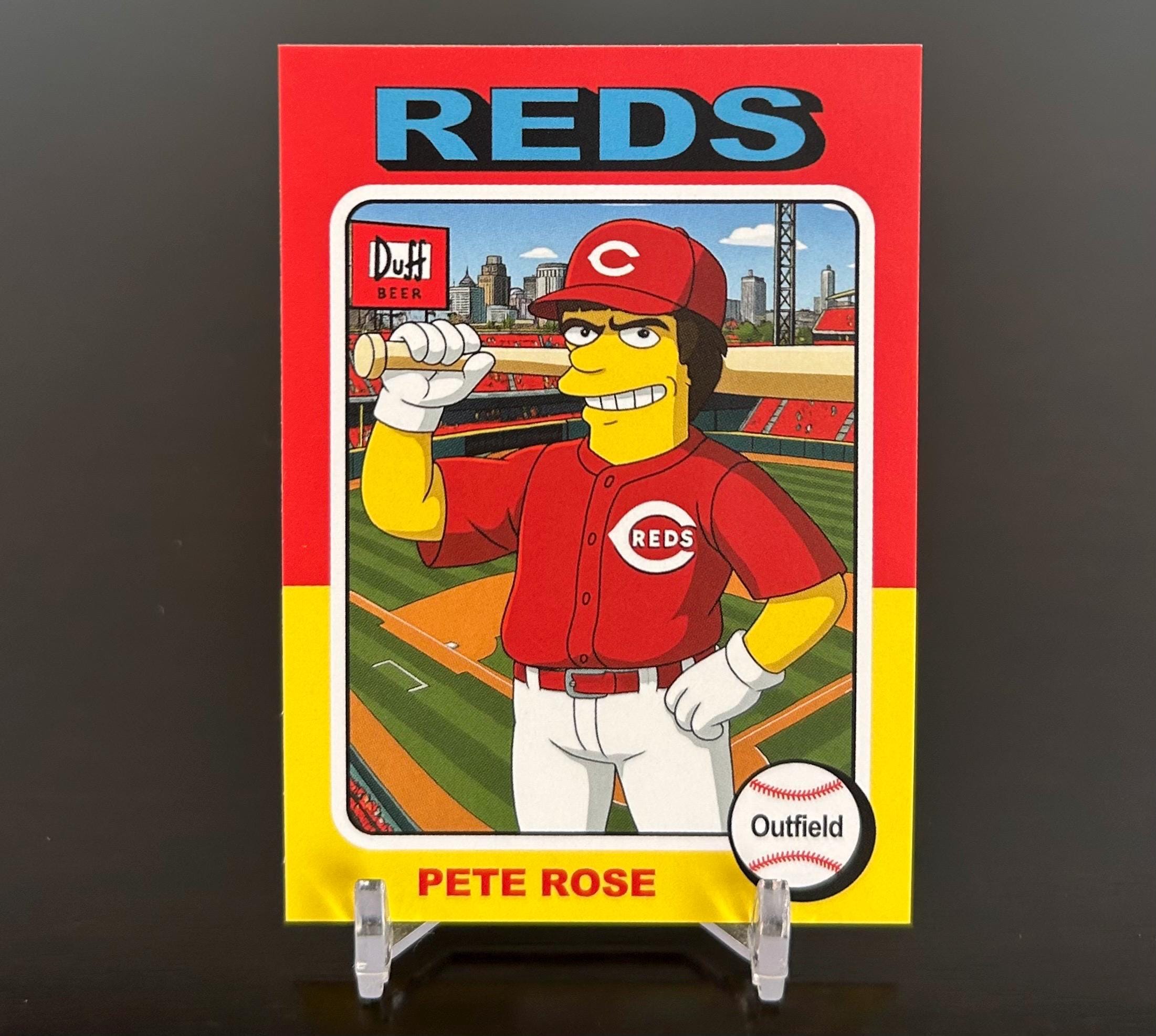 Pete Rose Custom Simpsons Baseball Card - Cincinnati Reds - Etsy