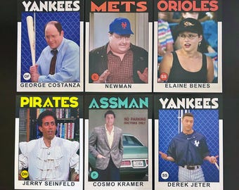 Seinfeld Baseball Card Set - George, Kramer, Elaine, Newman - Retro Art