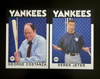 Seinfeld Baseball Cards - George Costanza, Derek Jeter - Custom Retro Art