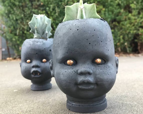 PeaboZombie Baby Doll Head Planter - Hypertufa