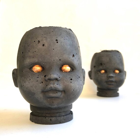 PeaboZombie Baby Doll Head Planter - Hypertufa