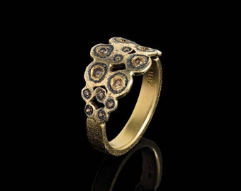 14K Gold & Sterling Silver Leopard Ring with Brown Diamonds