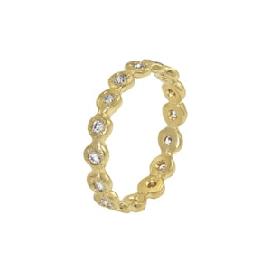 Damen 14K Gold Droplet Eternity Band mit weißen Diamanten
