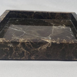 Handmade Emperador Dark Marble Tray 6" × 6" height 1", perfect for your nightstand, bathroom, or I use them as suishi serving tray.