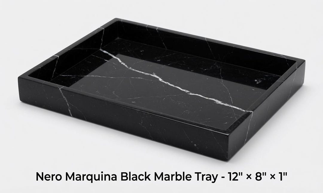 Nero Marquina Black Marble Tray 12