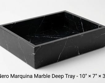 Handmade Nero Marquina Marble Tray 10"×7" height 3" An elegant storage solution for any home or office Free Shipping