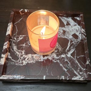 Rosso Levanto Red Marble Tray 12&quot; × 12&quot; height 1&quot;, perfect for your centerpiece or beautiful decor. Free Shipping to USA