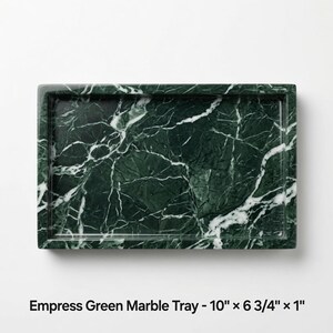 Handmade Empress Green Marble Tray 10"×6 3/4" height 1" opulent dark green with white veining and natural beauty
