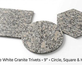 Rockville White Granite Trivets,  Hot plate. Perfect to protect your table from hot pots 9" circle, square, or hexagon. Free Shipping