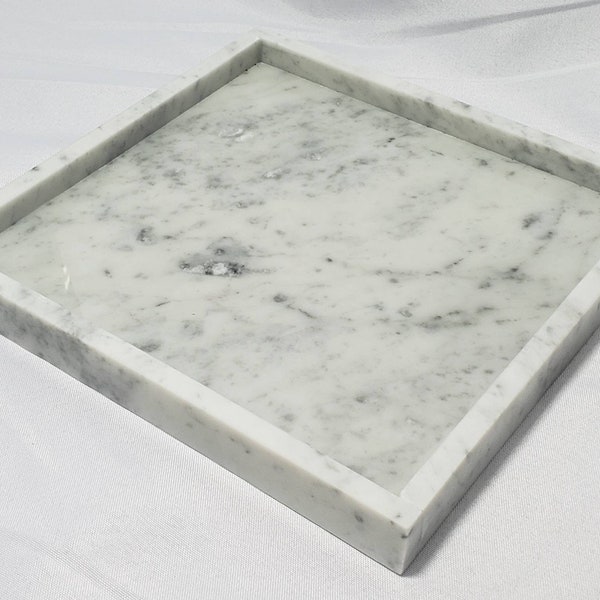 Handmade Bianco Carrara Marble Tray 10" × 10" height 1", perfect for your table centerpiece or serving tray Free Shipping