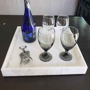 Handmade Ocean White Marble Tray 16&quot; × 16&quot; x 2&quot;(height), Free Shipping Beautiful perfect for a centerpiece a great housewarming gift.