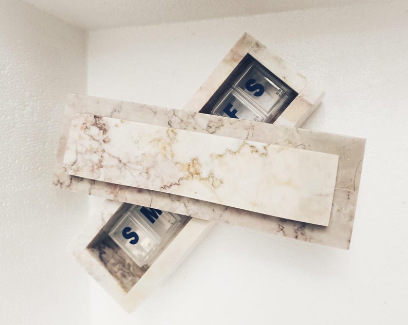 Dynasty Cream marble box weekly pill box 7"×2 1/4" height 2 3/8" box with weakly pill organizer FREE SHIPPING image 3