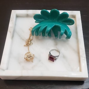 Handmade Calacatta Gold Marble Tray 6&quot; × 6&quot; height 1&quot;, perfect for your nightstand, bathroom, or I use them as trinket tray. Free Shipping