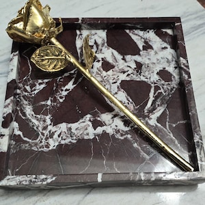 Rosso Levanto Red Marble Tray 10&quot; × 10&quot; height 1&quot;, perfect for your centerpiece or beautiful decor. Free Shipping to USA