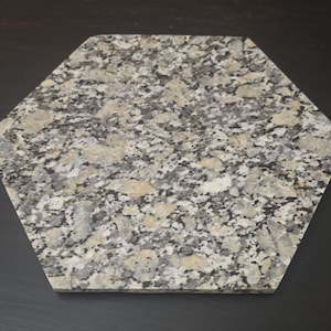 Rockville White Granite Hexagon up to 12 inches Trivets / Tabletops / Decorative Marble Pieces in many sizes FREE SHIPPING