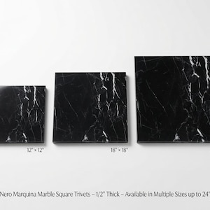 Large Nero Marquina Marble Squares 1/2" thick Trivets up to 24"/ Tabletops / Decorative Marble Pieces in many sizes FREE SHIPPING