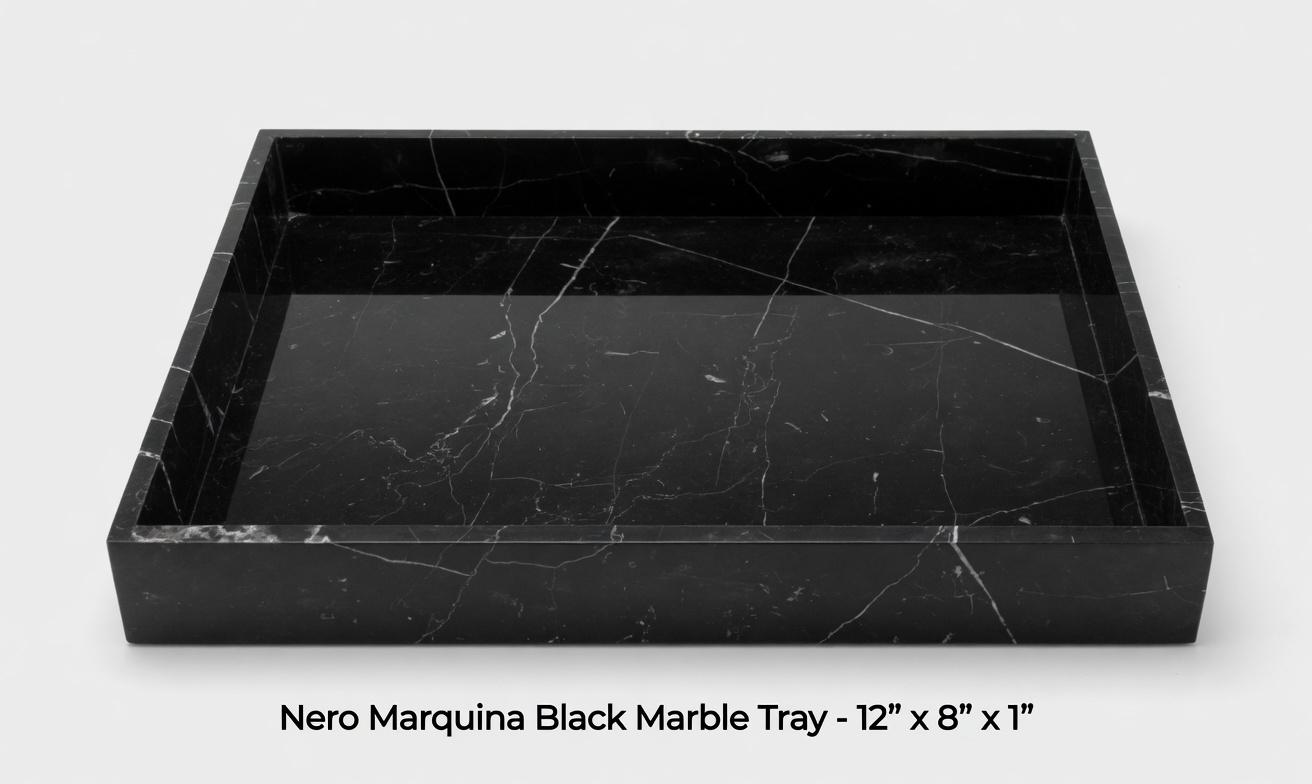 Nero Marquina Black Marble Tray 12