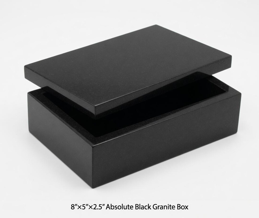 Handmade Absolute Black Granite Box, 8"×5" Height 2 1/2" Elegant ...