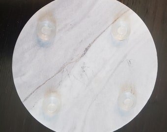 Set Di 4 Sottobicchieri Effetto Marmo Venato – Bianco E Grigio, Finitura Lucida, 9x9 Cm