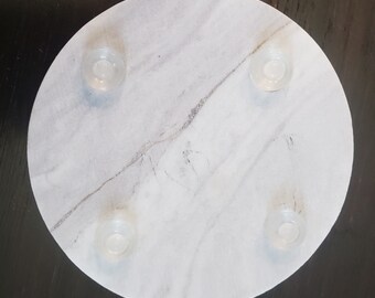 Set Di 4 Sottobicchieri Effetto Marmo Venato – Bianco E Grigio, Finitura Lucida, 9x9 Cm