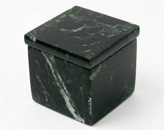 Handmade Empress Green Marble Box 3" x 3" height 3" A beautiful dark green marble with white veins Free Shipping