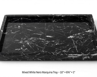 Handmade Mixed White Nero Marquina Tray 10"×6 3/4" height 1"  - A deep black and brilliant white mix that really is unique. Free Shipping