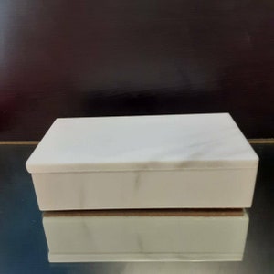 Handmade Marble Box 3&quot; x 6&quot; height 1 3/4&quot; Refined White Marble beautiful brilliant white (personalization available)
