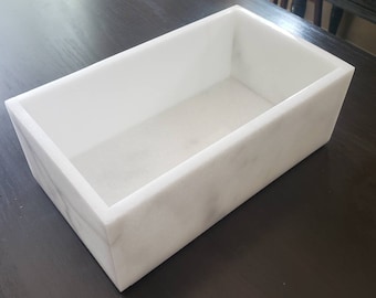 Handmade Glacier White Marble tray/box 10 3/4&quot; × 6 1/4&quot; height 4&quot; a perfect elegant storage box for office kitchen or anywhere free shipping