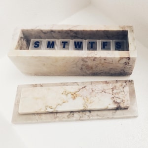 Dynasty Cream marble box weekly pill box 7"×2 1/4" height 2 3/8" box with weakly pill organizer FREE SHIPPING image 7