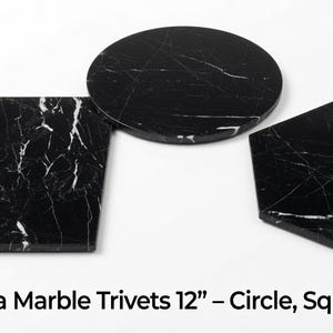 Nero Marquina Marble Trivets,  Hot plate. Perfect to protect your table from hot pots and pans 12" diameter, also square, and hexagon