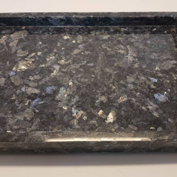 Handmade Blue Pearl Granite Tray 10"×6 3/4" height 1" rich blue Granite with opalescent hues a truely unique stone