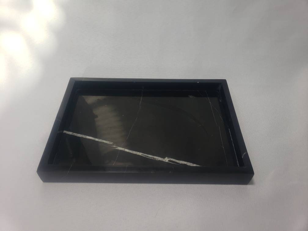 Free Shipping Beautiful perfect for a housewarming gift. height Handmade Nero Marquina Marble Tray 10 × 6 3/4 x 1 Free Shipping Beautiful perfect for a housewarming gift. height Handmade Nero Marquina Marble Tray 10 × 6 3/4 x 1