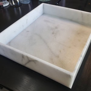 Ocean White Marble Tray 16&quot; × 14&quot; x 3&quot;(height), Free Shipping Beautiful perfect for a centerpiece a great housewarming gift.