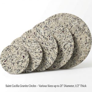 Saint Cecilia Granite Circle Tabletops / Trivets Decorative Granite Pieces 1/2" thick in many sizes FREE SHIPPING