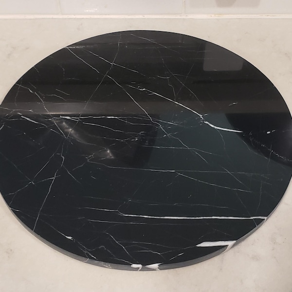 Nero Marquina Marble Circles Trivets / Tabletops / Decorative Marble Pieces in many sizes FREE SHIPPING in The United States