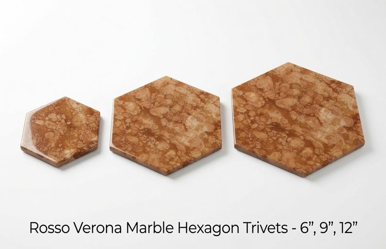 KandMStoneandGlass Rosso Verona Marble Hexagon - Thumbnail 5
