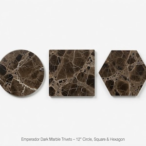 Emperador Dark Marble Trivets,  Hot plate. Perfect to protect your table from hot pots 12" circle, also square, and hexagon. Free Shipping
