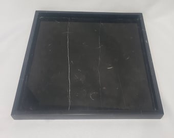 Handmade Nero Marquina Marble Tray 10" × 10" x 1"(height), Free Shipping Beautiful perfect for a housewarming gift.