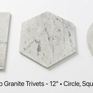 Bianco Romano Granite Trivets,  Hot plate. Perfect to protect your table from hot pots 12" circle, also square, and hexagon. Free Shipping